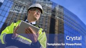  Presentation with civil engineering - Slide set having civil engineering concrete - construction engineer with tablet background and a ocean colored foreground