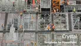  Presentation with concrete construction - PPT layouts featuring civil engineering concrete - construction site workers aerial top background and a gray colored foreground