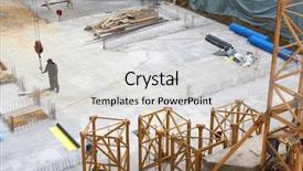  Presentation with construction site construction - Audience pleasing PPT theme consisting of civil engineering concrete - construction site backdrop and a lemonade colored foreground