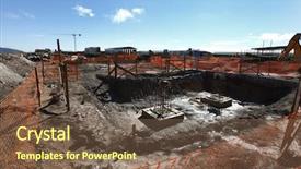  Presentation with foundation engineering - PPT layouts having civil engineering concrete - industrial building foundation pillars floor background and a tawny brown colored foreground