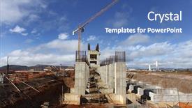  Presentation with foundation engineering - PPT theme featuring civil engineering concrete - industrial building foundation pillars floor background and a ocean colored foreground