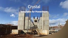  Presentation with civil engineering foundation - Beautiful slide deck featuring civil engineering concrete - industrial building foundation pillars floor backdrop and a ocean colored foreground