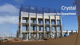  Presentation with building foundation - PPT theme with civil engineering concrete - industrial building foundation pillars floor background and a ocean colored foreground