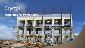  Presentation with foundation engineering - Colorful slide set enhanced with civil engineering concrete - industrial building foundation pillars floor backdrop and a ocean colored foreground