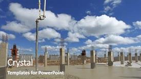  Presentation with building foundation - Cool new slide deck with civil engineering concrete - industrial building foundation pillars floor backdrop and a coral colored foreground