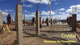  Presentation with building foundation - Colorful slide deck enhanced with civil engineering concrete - industrial building foundation pillars floor backdrop and a tawny brown colored foreground