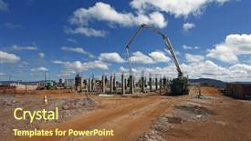  Presentation with building foundation - Theme having civil engineering concrete - industrial building foundation pillars floor background and a tawny brown colored foreground