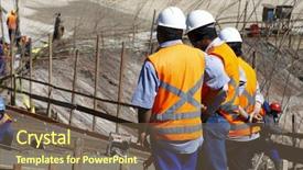  Presentation with foundation engineering - Slide deck featuring civil engineering concrete - industrial building foundation pillars floor background and a violet colored foreground