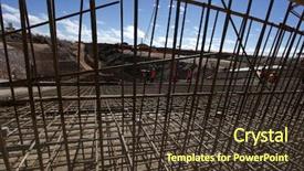  Presentation with building foundation - Amazing slide deck having civil engineering concrete - industrial building foundation pillars floor backdrop and a tawny brown colored foreground