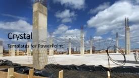  Presentation with building foundation - Audience pleasing slide deck consisting of civil engineering concrete - industrial building foundation pillars floor backdrop and a seafoam green colored foreground