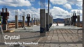  Presentation with foundation engineering - PPT theme featuring civil engineering concrete - industrial building foundation pillars floor background and a gray colored foreground