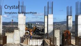  Presentation with building foundation - Cool new PPT layouts with civil engineering concrete - industrial building foundation pillars floor backdrop and a light blue colored foreground