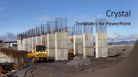  Presentation with building foundation - Amazing PPT theme having civil engineering concrete - industrial building foundation pillars floor backdrop and a light blue colored foreground
