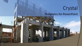  Presentation with civil engineering foundation - Audience pleasing PPT theme consisting of civil engineering concrete - industrial building foundation pillars floor backdrop and a teal colored foreground