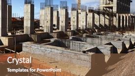 Presentation with building foundation - Cool new slide deck with civil engineering concrete - industrial building foundation pillars floor backdrop and a  colored foreground
