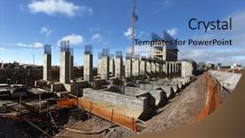  Presentation with civil engineering foundation - PPT theme enhanced with civil engineering concrete - industrial building foundation pillars floor background and a  colored foreground