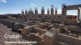  Presentation with building foundation - Amazing slide set having civil engineering concrete - industrial building foundation pillars floor backdrop and a  colored foreground
