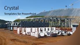  Presentation with building foundation - Colorful slide set enhanced with civil engineering concrete - industrial building foundation pillars floor backdrop and a light blue colored foreground