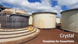  Presentation with building foundation - Presentation theme consisting of civil engineering concrete - industrial building foundation pillars floor background and a tawny brown colored foreground