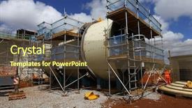  Presentation with building foundation - Presentation design enhanced with civil engineering concrete - industrial building foundation pillars floor background and a tawny brown colored foreground