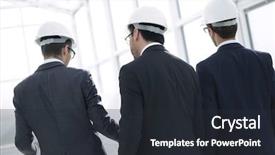 Presentation with architects - Beautiful presentation theme featuring civil engineering concrete - rear view architects check documents backdrop and a dark gray colored foreground
