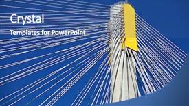  Presentation with suspension - Presentation theme having civil engineering concrete - suspension bridge with cables background and a ocean colored foreground