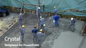  Presentation with construction site construction - Presentation enhanced with civil engineering concrete - workers on a construction site background and a gray colored foreground