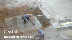  Presentation with concrete construction - Amazing presentation theme having civil engineering concrete - workers on a construction site backdrop and a gray colored foreground