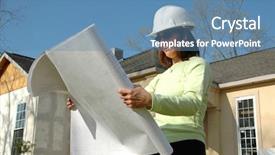  Presentation with engineering design - Presentation theme enhanced with civil engineering design - architect with blueprints and hard background and a  colored foreground