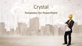  Presentation with engineering design - Beautiful slide set featuring civil engineering design - business engineer planing at construction backdrop and a cream colored foreground