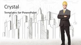  Presentation with building - Amazing slide set having civil engineering design - engineer man with building city backdrop and a white colored foreground