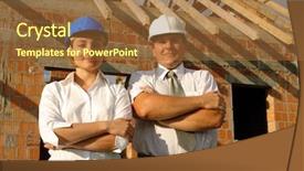  Presentation with structure design - Beautiful PPT theme featuring civil engineering design - female and male building designers backdrop and a tawny brown colored foreground