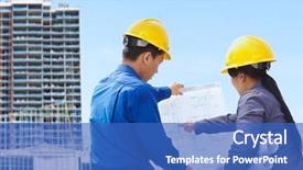  Presentation with engineering design - Theme featuring civil engineering design - two contractors man and woman background and a teal colored foreground