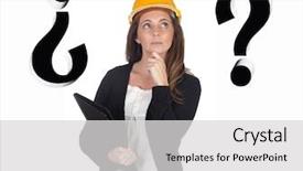  Presentation with engineering design - Colorful slides enhanced with civil engineering design - young engineer with pensive face backdrop and a light gray colored foreground