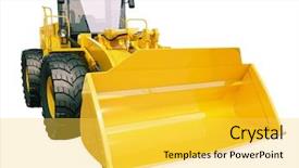  Presentation with shadow - Presentation design featuring civil engineering hydraulic - modern front loader isolated background and a yellow colored foreground
