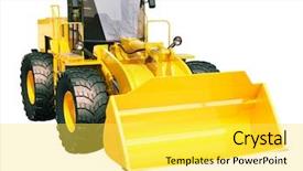  Presentation with modern electric iron isolated - PPT theme enhanced with civil engineering hydraulic - modern front loader isolated background and a yellow colored foreground
