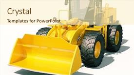  Presentation with shadow - Beautiful PPT theme featuring civil engineering hydraulic - modern front loader on light backdrop and a cream colored foreground