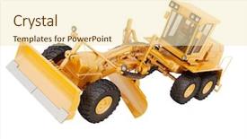  Presentation with civil engineering - Presentation theme consisting of civil engineering hydraulic - modern three-axle road grader isolated background and a cream colored foreground