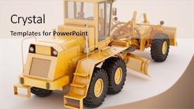  Presentation with road light - Slide deck featuring civil engineering hydraulic - modern three-axle road grader background and a  colored foreground