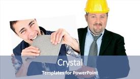  Presentation with civil engineering - PPT theme consisting of civil engineering images - portrait of foreman holding picture background and a ocean colored foreground