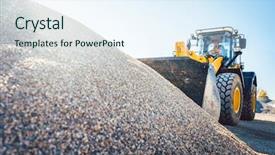  Presentation with construction site construction - Slide deck with civil engineering road costruction - earthworks on construction site going background and a sky blue colored foreground