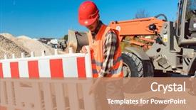  Presentation with civil engineering - Amazing presentation having civil engineering road costruction - worker setting up earthworks construction backdrop and a coral colored foreground