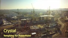  Presentation with under construction - Amazing slides having civil engineering steel - aerial high building under construction backdrop and a tawny brown colored foreground