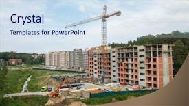  Presentation with steel construction - Audience pleasing PPT theme consisting of civil engineering steel - construction site in the city backdrop and a sky blue colored foreground