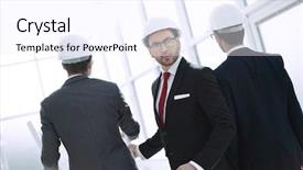  Presentation with rear view of bodyguard - Slides having civil engineering surveying - rear view portrait background and a sky blue colored foreground