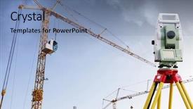  Presentation with civil engineering surveying - Beautiful PPT layouts featuring civil engineering surveying - surveyors measuring instrument and construction backdrop and a seafoam green colored foreground