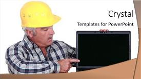  Presentation with laptop screen frame - Audience pleasing PPT theme consisting of civil engineering white background - builder pointing to laptop screen backdrop and a white colored foreground