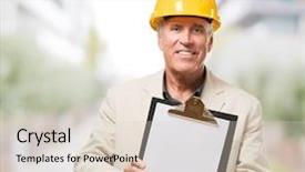  Presentation with senior hunger - PPT theme enhanced with civil engineering white background - senior architect outdoor background and a lemonade colored foreground