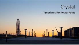  Presentation with highway engineering - Slide set enhanced with civil highway engineering - sunset on bridge with ferris background and a light blue colored foreground