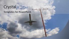  Presentation with airline industry airport parking aircraft - Theme consisting of civil low - commercial aircraft landing background and a light gray colored foreground